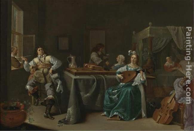 Jacob Duck A Merry Company in an Interior